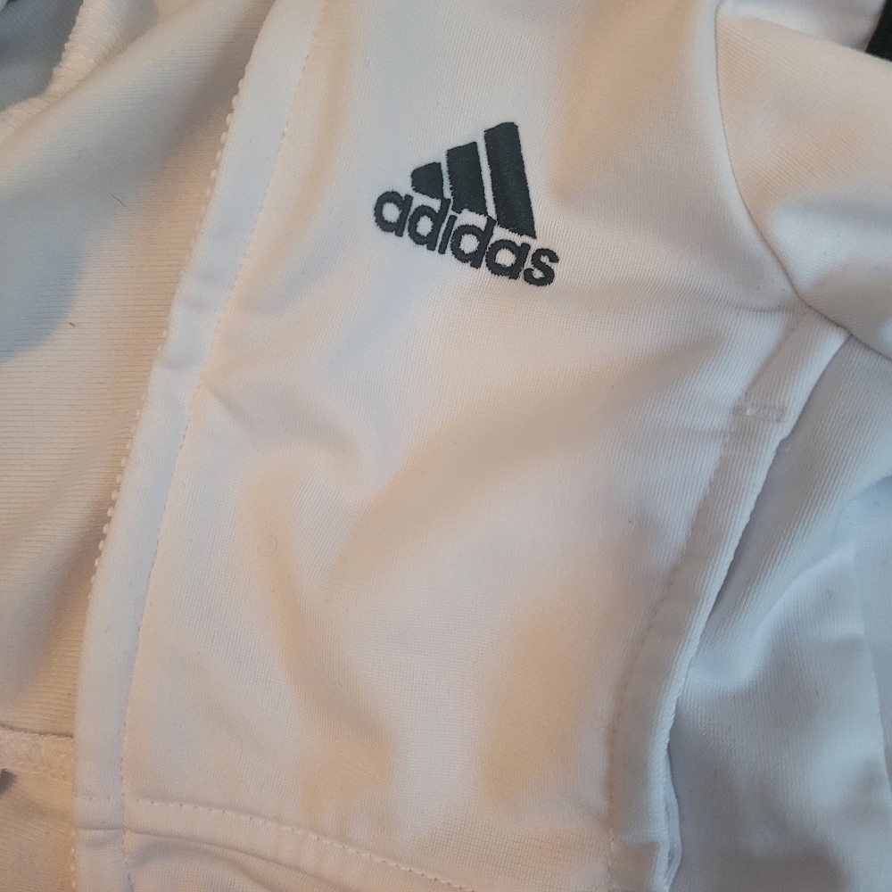 Adidas White Ruffle Bottom Zip-Up Jacket - Picture 3 of 8